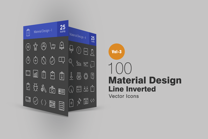 100 Material Design Line Inverted Icons