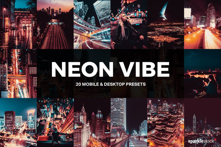 20 Neon Vibe Lightroom Presets and LUTs