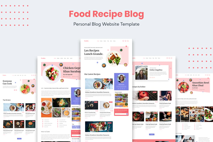 Food Recipe Personal Blog Website Template