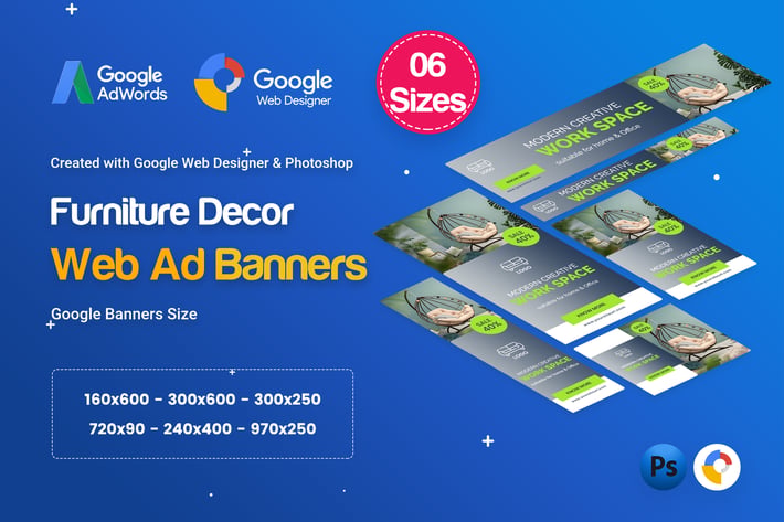 Furniture Decor Banners HTML5 D45 Ad - GWD & PSD