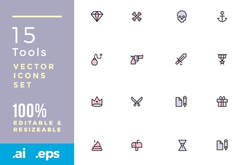 15 tools vector icon