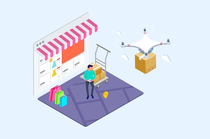 Drones Delivery Isometric Illustration - T2	