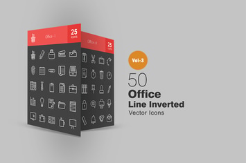 50 Office Line Inverted Icons