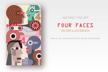 Four Faces vector illustration