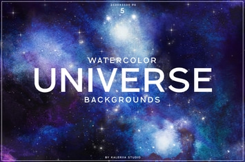 Watercolor Universe Backgrounds Set