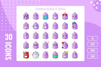 30 Iconset Emoticon with 5 styles variant