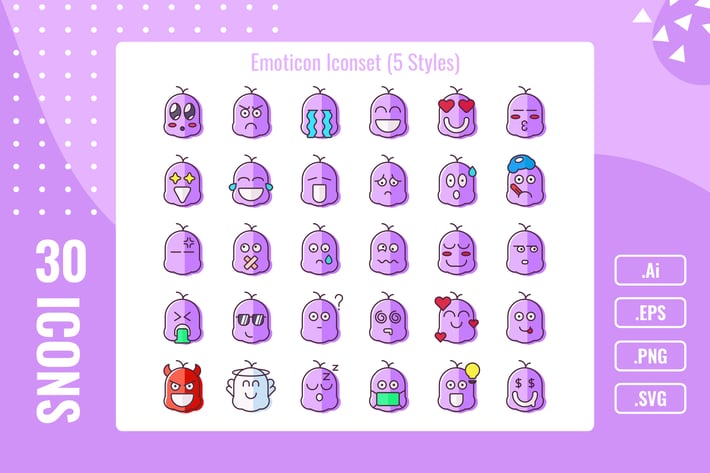 30 Iconset Emoticon with 5 styles variant