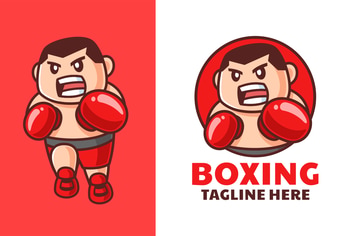 Male Boxing Cartoon Logo Design