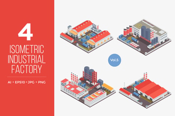 Isometric Industrial Factory Vector Set 5