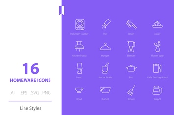 Homeware Icon Set Line Styles