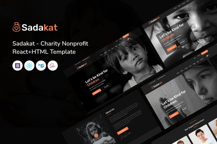 Sadakat - Charity Nonprofit React+HTML Template