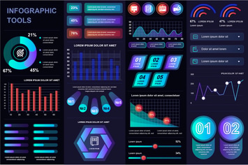 Collection Dark Infographic Elements