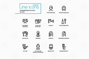 Hairdressing Saloon - modern vector line icons