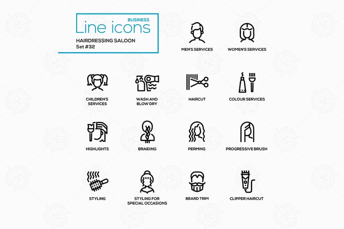Hairdressing Saloon - modern vector line icons