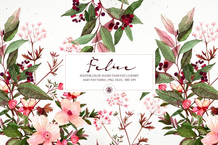 Felice - watercolor floral set 
