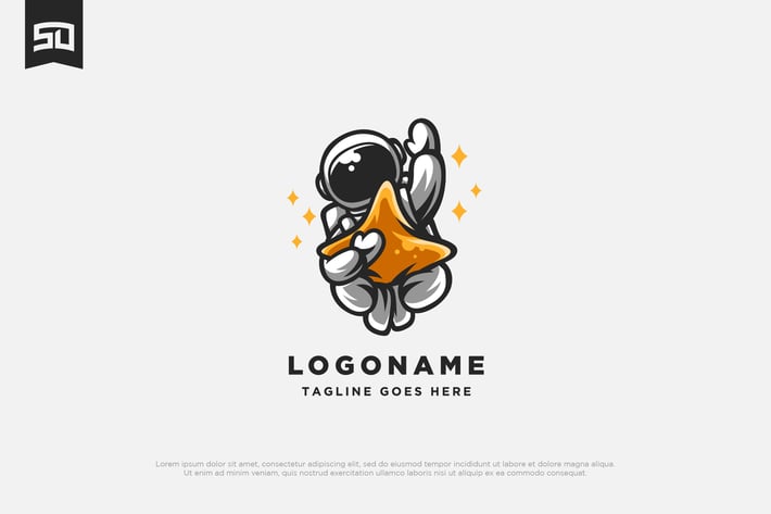 Astronaut and Star Logo Design