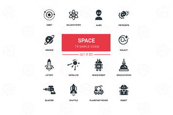 Space concept - line design icons set