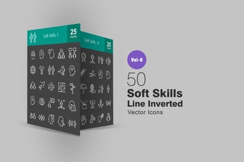 50 Soft Skills Line Inverted Icons