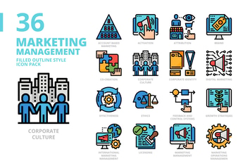 Marketing Management Filled Outline Style Icon Set