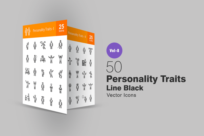 50 Personality Traits Line Icons