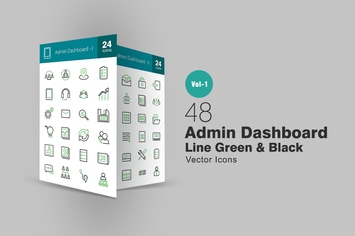 48 Admin Dashboard Line Green & Black Icons