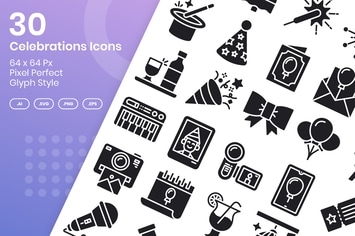 30 Celebrations Icons Set - Glyph