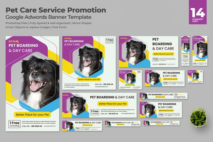 Pet Care Service Promotion Google Ads Banners