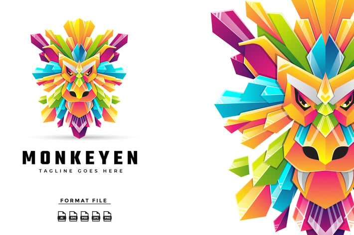 Colorful Monkey Logo Template