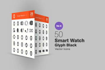 50 Smart Watch Glyph Icons