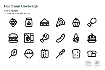 Food and Beverage Mini Bold Line Vector Icons