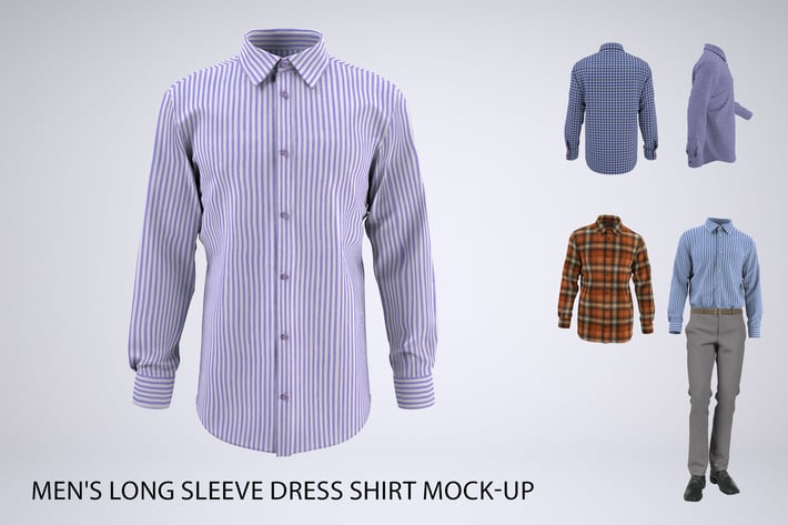 Men's Long Sleeve Dress Shirt Mock-Up