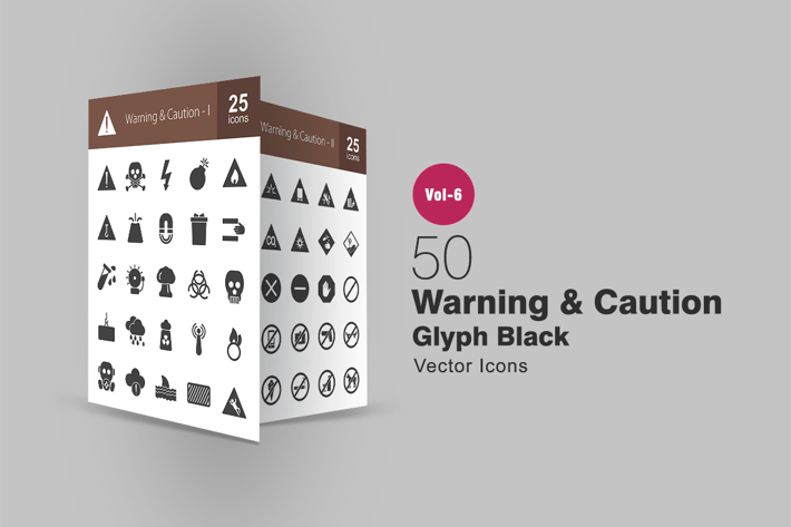 50 Warning & Caution Glyph Icons