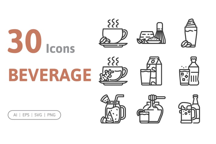 30 Beverage Icons