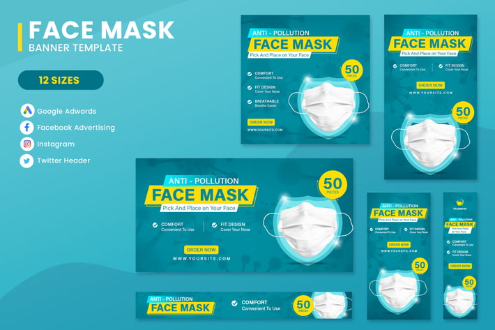 Face Mask Banner Ads Set Template