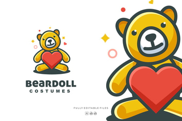 Simple Modern Bear Doll Logo 
