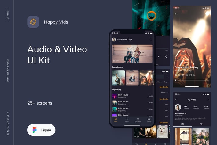 HappyVids  - Video & Music Player App UI Kit