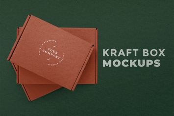 Kraft box packaging mockup with green background