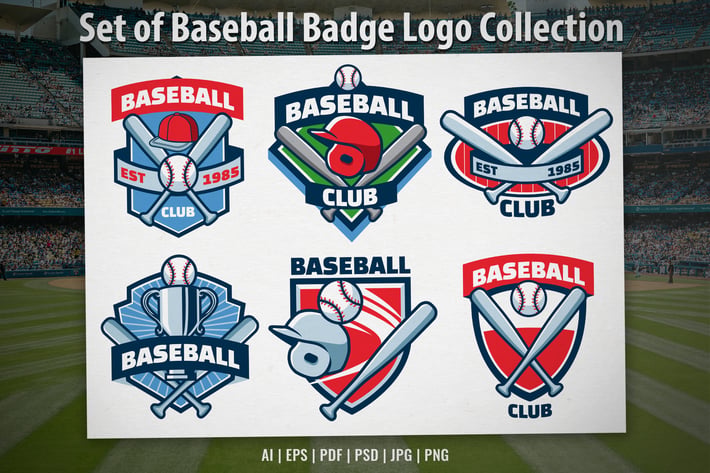 Set of Baseball Badge Design Collection