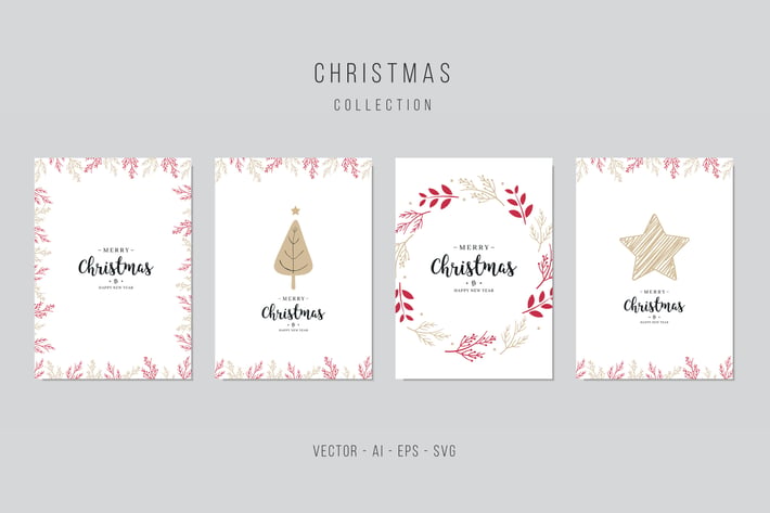 Christmas Vector Card Set. vol.6