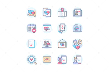 Internet Dating - Modern Line Design Style Icons