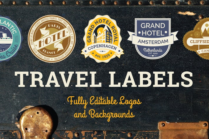 Editable Travel Labels and Logo Designs