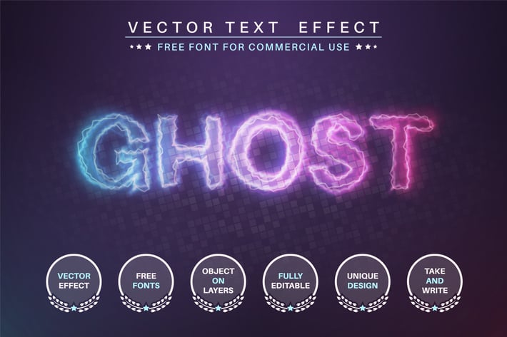 Glow ghost - editable text effect,  font style