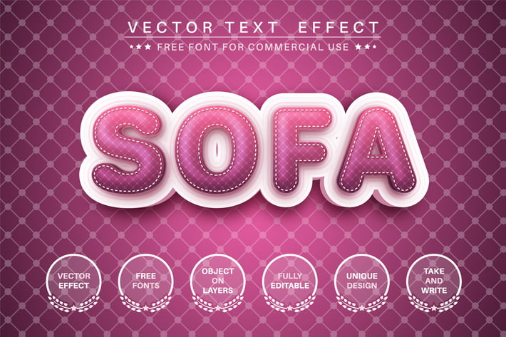 Soft sofa - editable text effect, font style