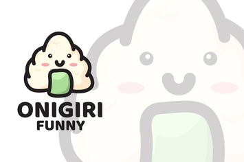 Onigiri Funny Cute Logo Template