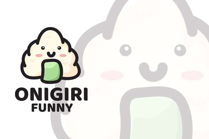 Onigiri Funny Cute Logo Template