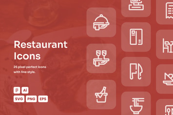 Restaurant Dashed Line Icons