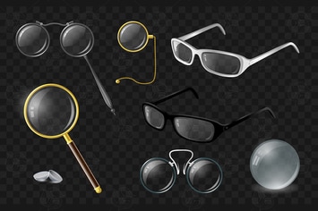 Set of optics - vector realistic isolated clip art