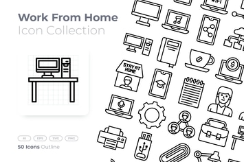 Work From Home Outline Icon