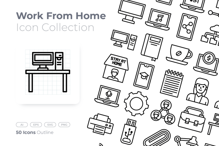 Work From Home Outline Icon