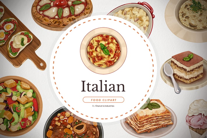 Italian food - handdrawn elements